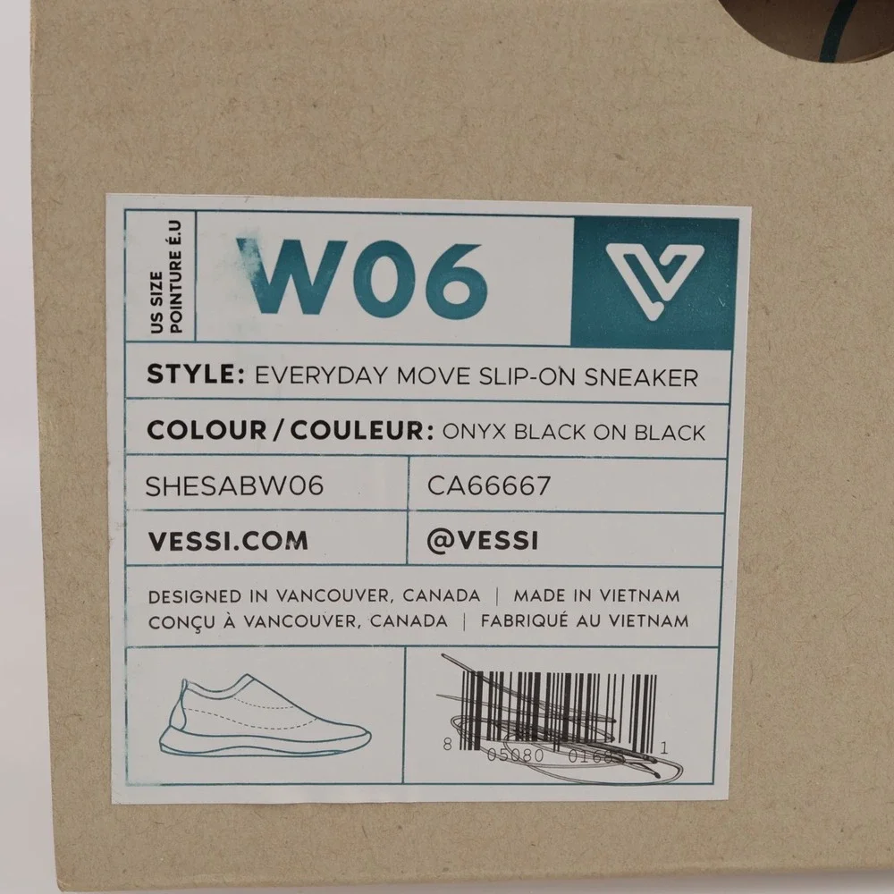 Vessi Womens Everyday Move Slip-On Sneaker Size 6 Waterproof Black Comfort Shoes